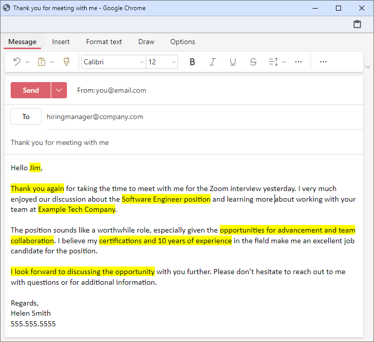 Professional Thank You Email After Virtual Interview